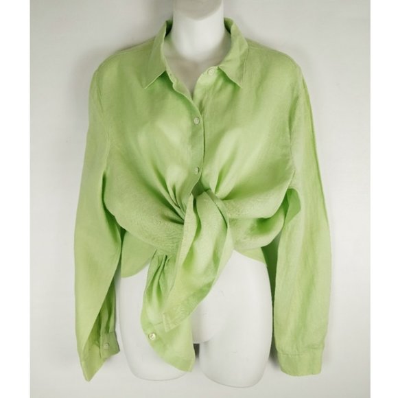 New J. Jill linen button down Long sleeve shirt L - Picture 16 of 16